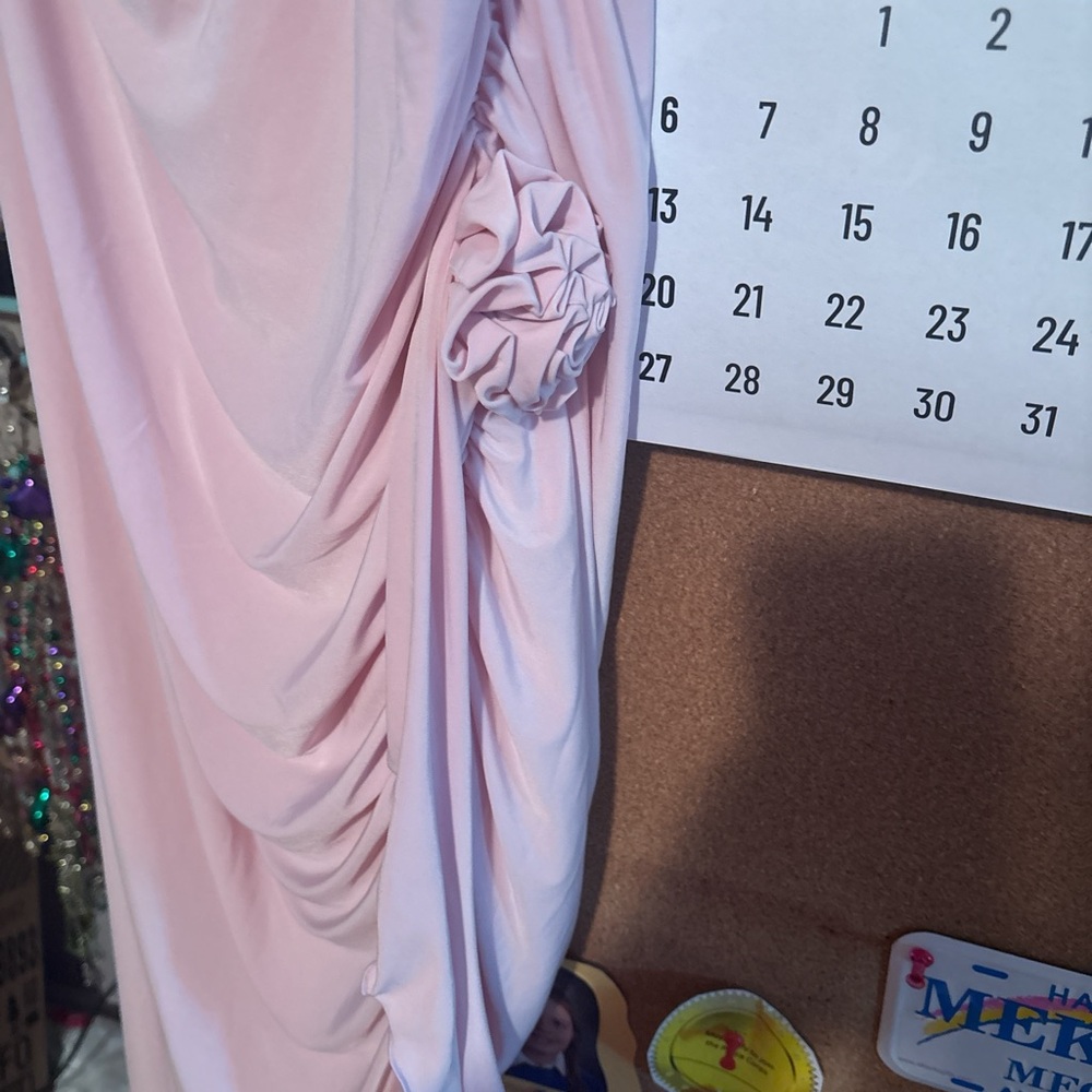 Elegant Pink Draped Gown - Picture 2 of 6